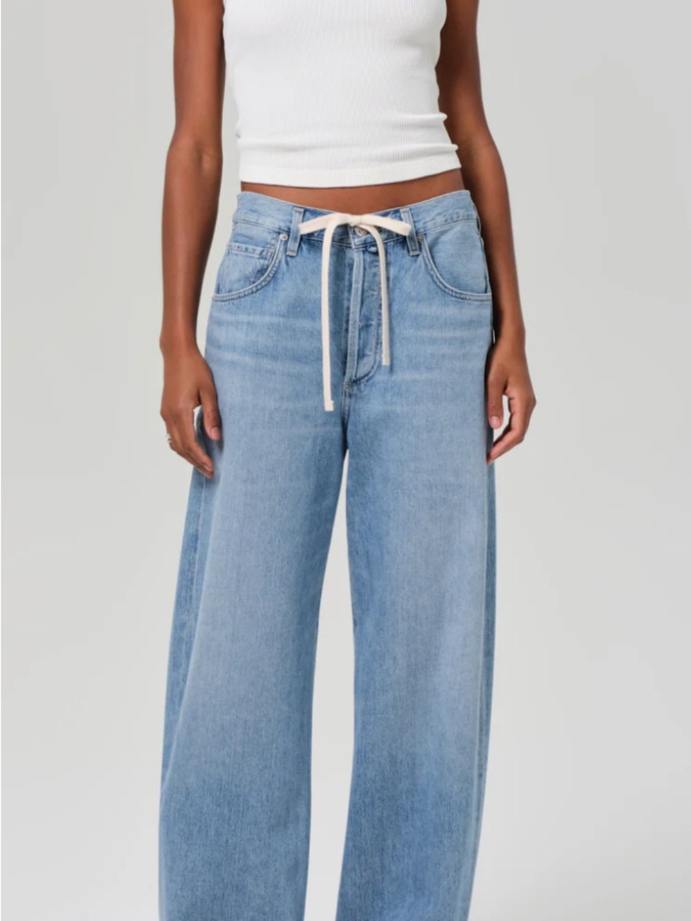 Citizens Of Humanity Light Blue Wide-Leg Jeans with Drawstring